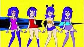 Pacman Ghost Girls Dance In Three Phases