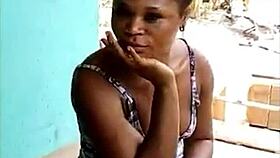 i watch this congolese hooker's big ass as she licks my fat black cock slowly