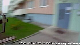 Glasses Coed Fucks Spontaneously on Top Floor