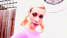 British girl boldly pisses in her jeans in public, making everyone watch her exhibitionist act