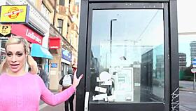 British girl boldly pisses in her jeans in public, making everyone watch her exhibitionist act