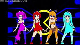 Pacman Ghost Girls Dance In Three Phases