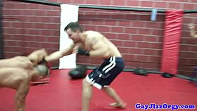 muscular hunks getting rough in orgy