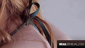 This beautiful redhead babe enjoys hot sensual sex in a glamorous setting. RealSensual delivers pure passion.