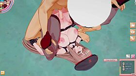 Rapi Nikke scene in Koikatsu game featuring characters with big features in 3D cartoon anime style.