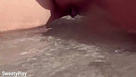 i, with my shaved pussy, pee on the public beach, oh no!