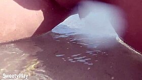 i, with my shaved pussy, pee on the public beach, oh no!