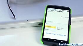 real lesbian babes sneakily lick pussy under the table