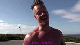 two hot old men fucking a pretty spanish girl on the beach