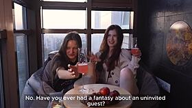 I watch two stepsisters fuck food delivery guy without condom