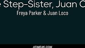 Brunette step-sister licks and kisses juan cock before doggystyle pussy fucking with cum on ass.