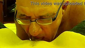 I can't believe my husband is licking my pussy so good, spreading my legs wide!