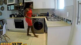 african sex trip - big tits black maid gagged and pounded hard by bwc