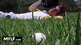 Callie, Fearsome Baseball Coach, Takes Charge on Sofa with Fierce Fucking!