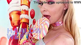 harlow west takes on a massive cock in pov, swallowing every drop without using her hands