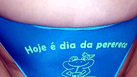 check out these panties with a spicy phrase on a big pussy fetish homemade video