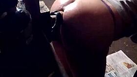 He enjoys butt fucking with a thin dildo.