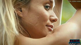 Amazing ass Russian blonde Zhenya Belaya is stripping outdoor in the woods, what a sight!