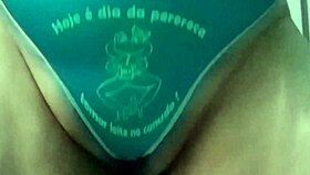 check out these panties with a spicy phrase on a big pussy fetish homemade video