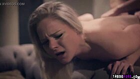 Homeless Teen 18+ Stalks Family Man, Leading to Deepthroat, Blowjob, and Cumshot on Her Hairy Pussy