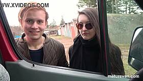 Cougar picks up lost couple in van for wild fun.