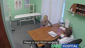 i'm the hot blonde getting the full doctors treatment in the fake hospital, oh wow!