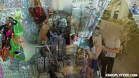 jenna fox's big tits bounce hard as she gets slammed over the desk by security