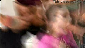 The wet queen goddess arrives with her group for a royal gathering and shower