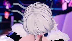 In VRChat, POV lap dance turns into wet blowjob and public fucking