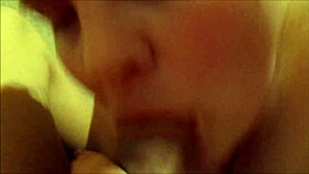 horny bitch deep throat and swallow huge load of creamy cum 😍