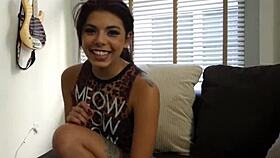 gorgeous latina stepsis gives a blowjob