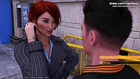 Short hair redhead teacher interacts with student in episode 10