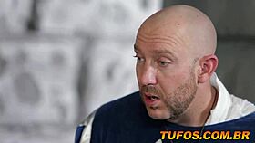 Hey, two hot European maidens are giving a blowjob to the servant in Cinderella parody! 😘