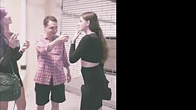 two goddesses named amadahy and miskha perform outdoor ball kicking on andrea dipre in a intense scene.