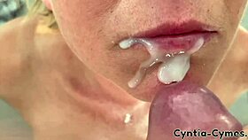 Blow Job POV: German Wife Gets Cum In Mouth Facial While Husband Watches Homemade Porn
