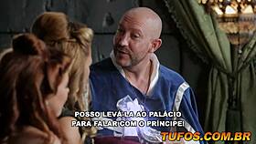 Hey, two hot European maidens are giving a blowjob to the servant in Cinderella parody! 😘