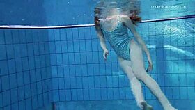 anna netrebko, tiny 18+ teen, swims underwater in public pool