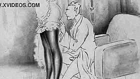 Vintage comic drawings from antique anime hentai collections.