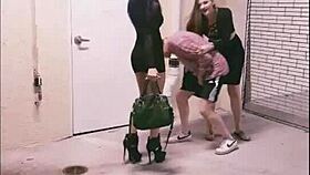 two goddesses named amadahy and miskha perform outdoor ball kicking on andrea dipre in a intense scene.