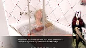 Jessica Oneil experiences hard orgasm in bathroom during anime hentai game