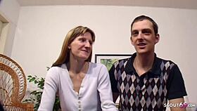 cuckold husband joins a vintage german threesome with his silly girlfriend and a stranger