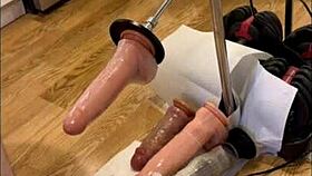 Barefoot Sissy In The Kitchen Takes Multiple Dildos Up Her Ass
