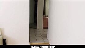 Skinny blonde teen 18+ seduces stepdad in pov before leaving.