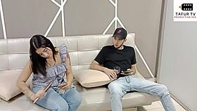 my horny stepsister gives deep throat blowjob on my cock