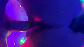 reverse cowgirl rides big cock with toys and fishnets on tied ass