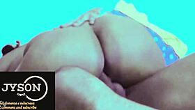 Amateur couple prepares for double penetration with big ass riding in close up