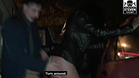 Skinny milf lady paris gets banged on the main road in berlin outdoor.