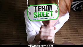 girl blows guy then gets fucked and covered in cum