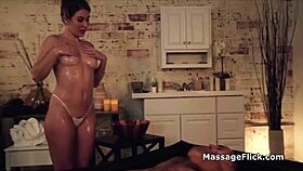 Wow, masseuse oils up nice before playing with my cock! 😍