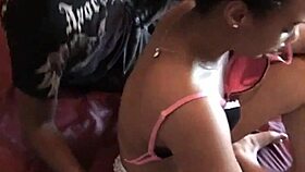 marie gets doggy-style fucked by a black cock on the carpet